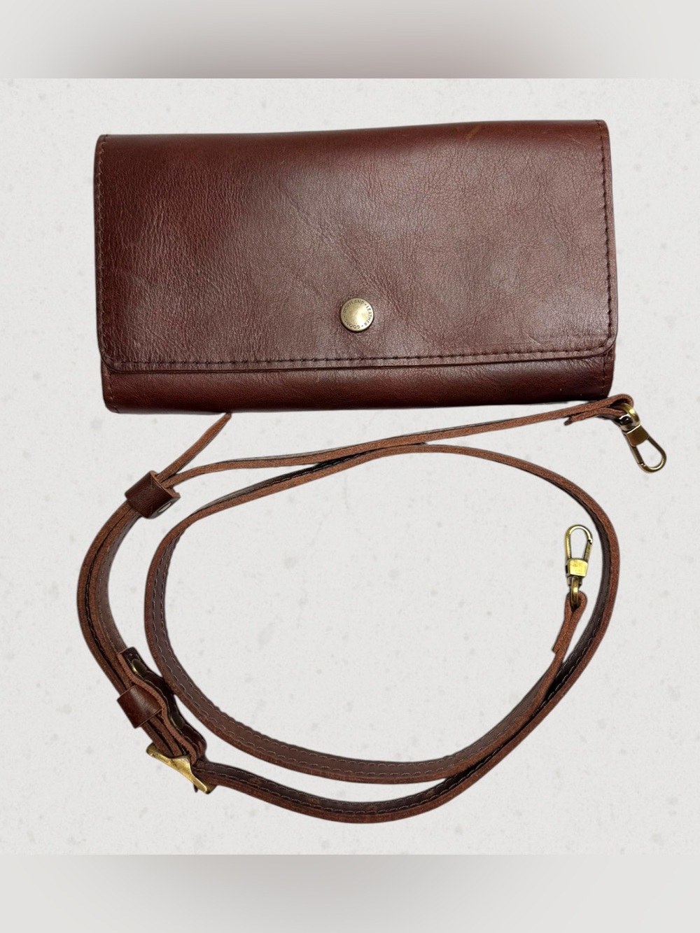 Brown Leather Crossbody Wallet Bag